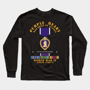 Purple Heart - WIA w WWII SVC w Purple Heart - North Africa Long Sleeve T-Shirt